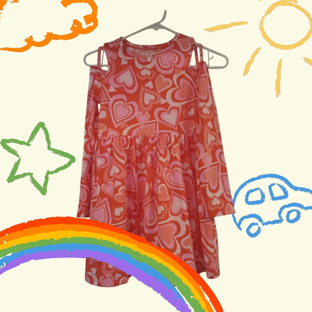 FabKids Vibrant Pink Heart Dress